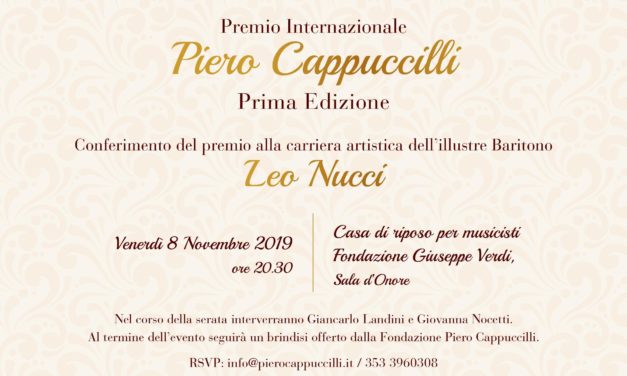 A Leo Nucci il Premio Internazionale Piero Cappuccilli – Prima Edizione